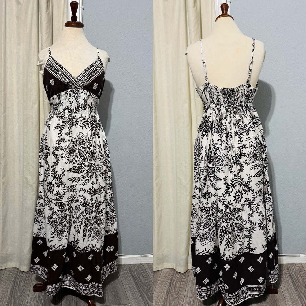 Speed Control‎ New York ~Woman Brown Y2K Floral Tiered Smocked Dress Babydoll L